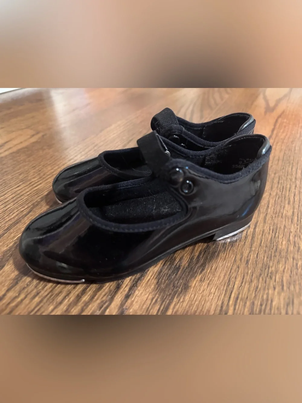 Capezio Girls Black Patent Mary Jane Tap Shoes 9.5 toddler